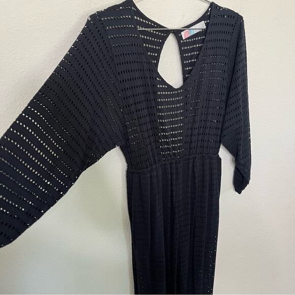 Free People Beach Black Crochet Cover Up Jumpsuit Womens Size S - Picture 3 of 6